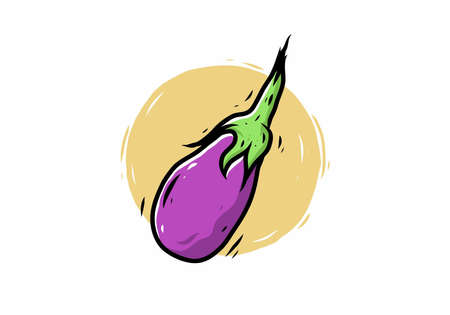 illustration drawing of purple eggplant designのイラスト素材