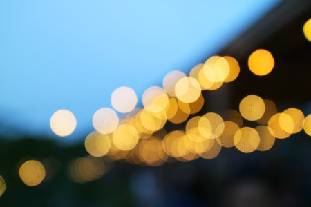 defocused of yellow lamp in the city photoの写真素材