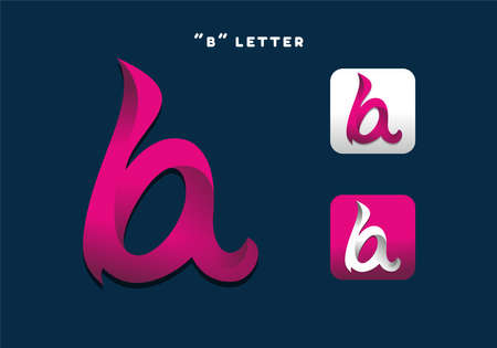 Unique shape of B initial letter in pink and white color with dark blue designのイラスト素材