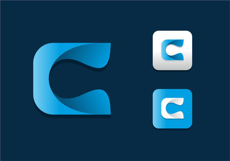 Blue and white of C initial letter designのイラスト素材