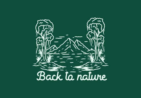 Back to nature line art illustration drawing designのイラスト素材