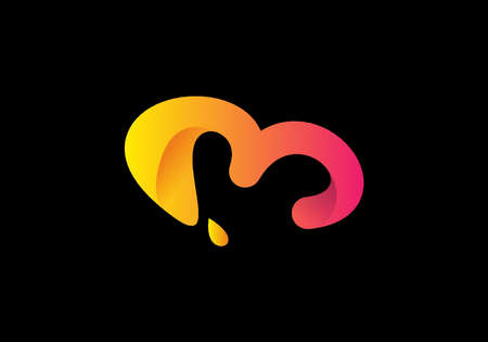 Gradient color yellow pink of M initial letter designのイラスト素材