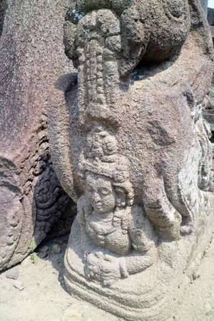 Yogyakarta Indonesia, May 31, 2021: Amazing reliefs from the Prambanan temple in Yogyakarta which...