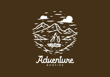 white brown color of adventure camping illustration drawing designのイラスト素材