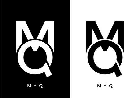 Black and white color of MQ initial letter designのイラスト素材