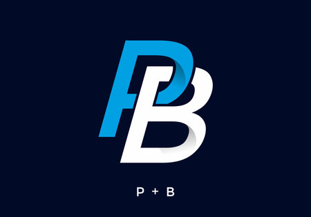 Blue white color of PB initial letter designのイラスト素材