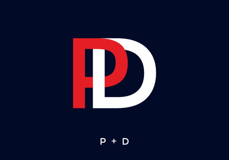 Red and white color of PD initial letter designのイラスト素材