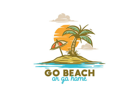 Go beach or go home vintage illustration drawing designのイラスト素材