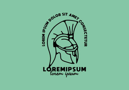 Warrior helmet line art illustration with lorem ipsum text designのイラスト素材