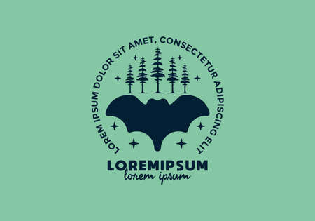 Bat in the jungle line art illustration with lorem ipsum text design