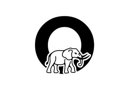 Initial letter O with elephant shape line art designのイラスト素材
