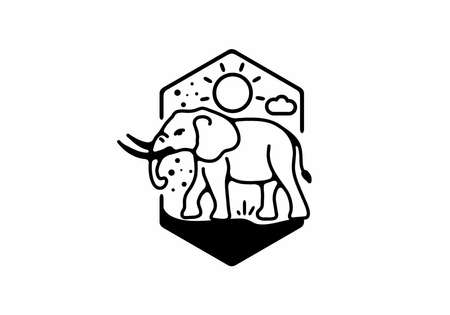 Line art illustration of elephant designのイラスト素材