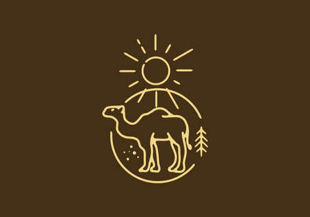 Line art illustration of camel designのイラスト素材
