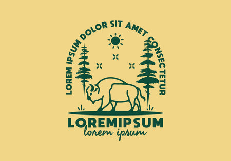 Line art illustration of bison designのイラスト素材