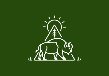 Line art illustration of bison designのイラスト素材