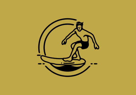 Man surfing line art illustration designのイラスト素材