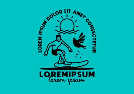 Man surfing line art illustration designのイラスト素材