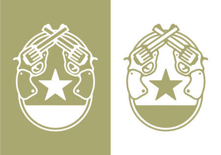 Two guns line art illustration designのイラスト素材