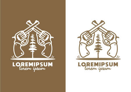 Two guns line art illustration designのイラスト素材