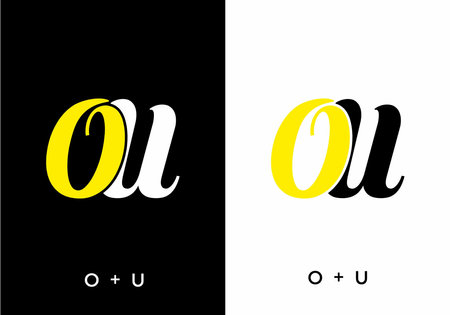 Yellow and black color of OU initial letter designのイラスト素材