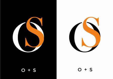 Orange and black color of OS initial letter designのイラスト素材