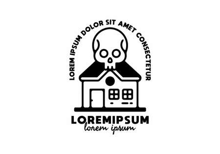 Line art of house and skull designのイラスト素材