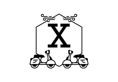Initial letter X in scooter frame designのイラスト素材