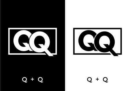Black and white color of QQ initial letter designのイラスト素材
