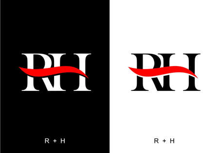 Black and white color of RH initial letter designのイラスト素材