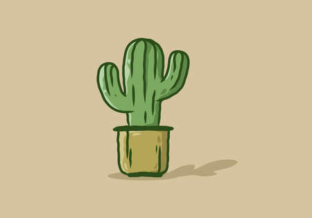 Illustration drawing of green cactus designのイラスト素材