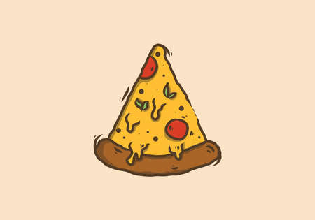 Yellow color of delicious pizza illustration drawing designのイラスト素材