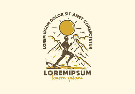 Illustration drawing of trail running designのイラスト素材