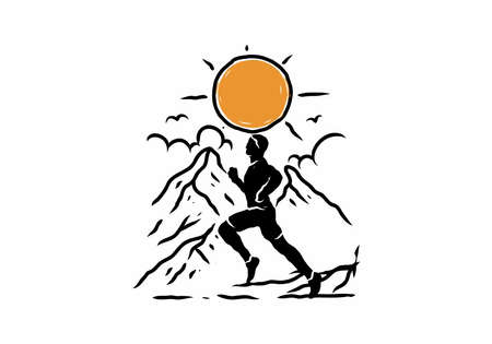 Running in mountain sport illustration designのイラスト素材