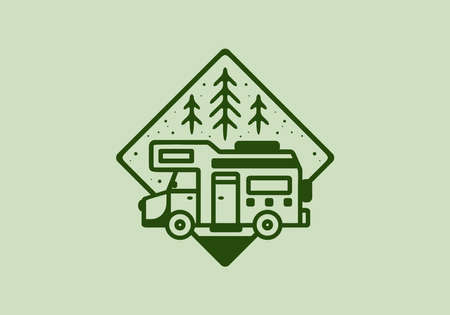 Line art illustration of campervan designのイラスト素材
