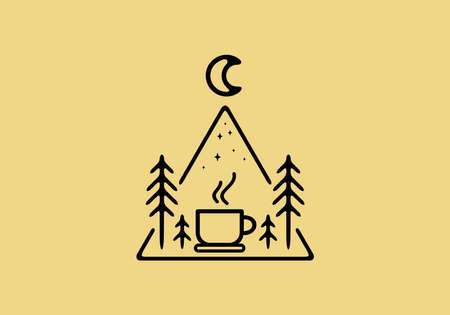 Line art illustration drawing of coffee cup designのイラスト素材