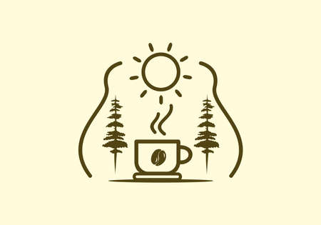 Line art illustration drawing of coffee cup designのイラスト素材