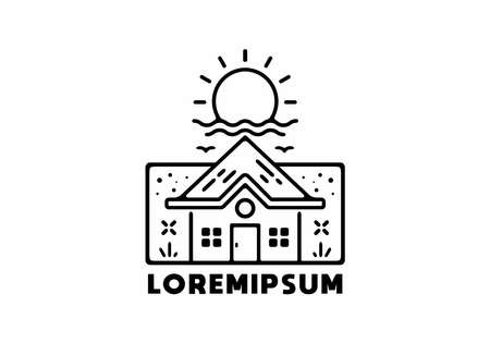 Line art illustration of simple house designのイラスト素材