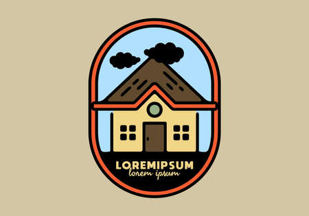 Line art illustration of simple house designのイラスト素材