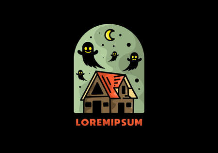 Line art illustration of halloween ghost designのイラスト素材