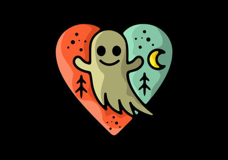 Line art illustration of halloween ghost designのイラスト素材