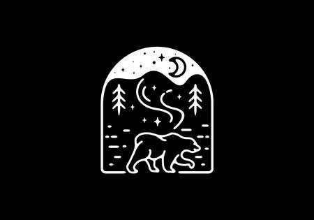 Line art illustration of wild bear designのイラスト素材