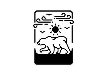 Line art illustration of wild bear designのイラスト素材