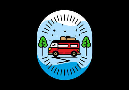 Line art illustration of campervan designのイラスト素材