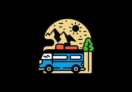 Line art illustration of campervan designのイラスト素材