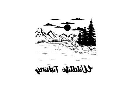 Outdoor wild fishing illustration drawing designのイラスト素材