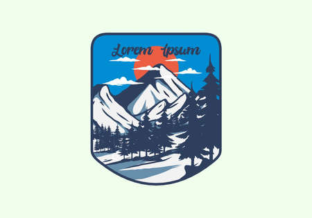 Wonderful snow mountain illustration graphic designのイラスト素材