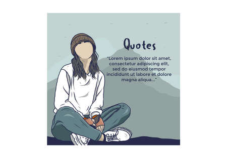 Woman wearing beanie quote illustration designのイラスト素材