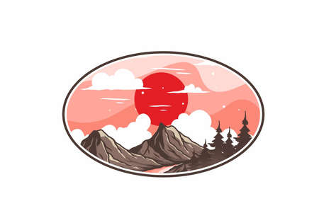 Colorful illustration of mountain graphic designのイラスト素材
