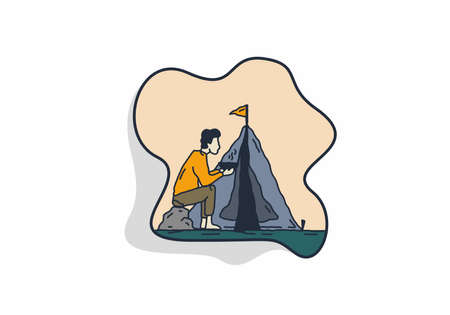 Simple and alone camping illustration designのイラスト素材