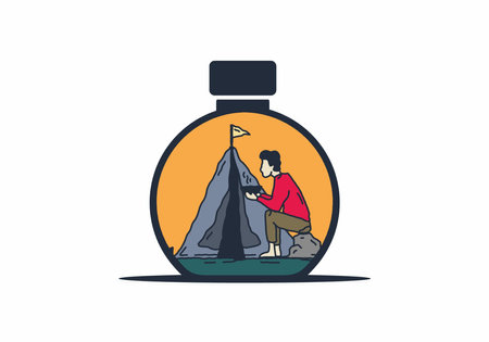 Simple and alone camping illustration designのイラスト素材